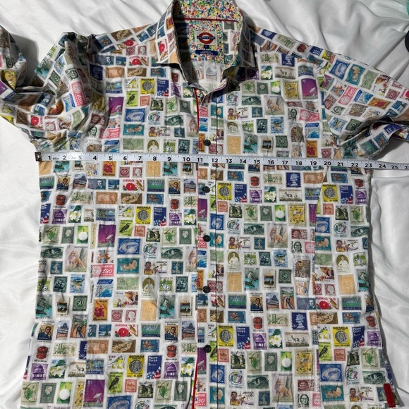 Jermyn & Bond Men’s Button-Up Shirt – Size L – Long Sleeve – Stamp Print - Picture 9 of 13